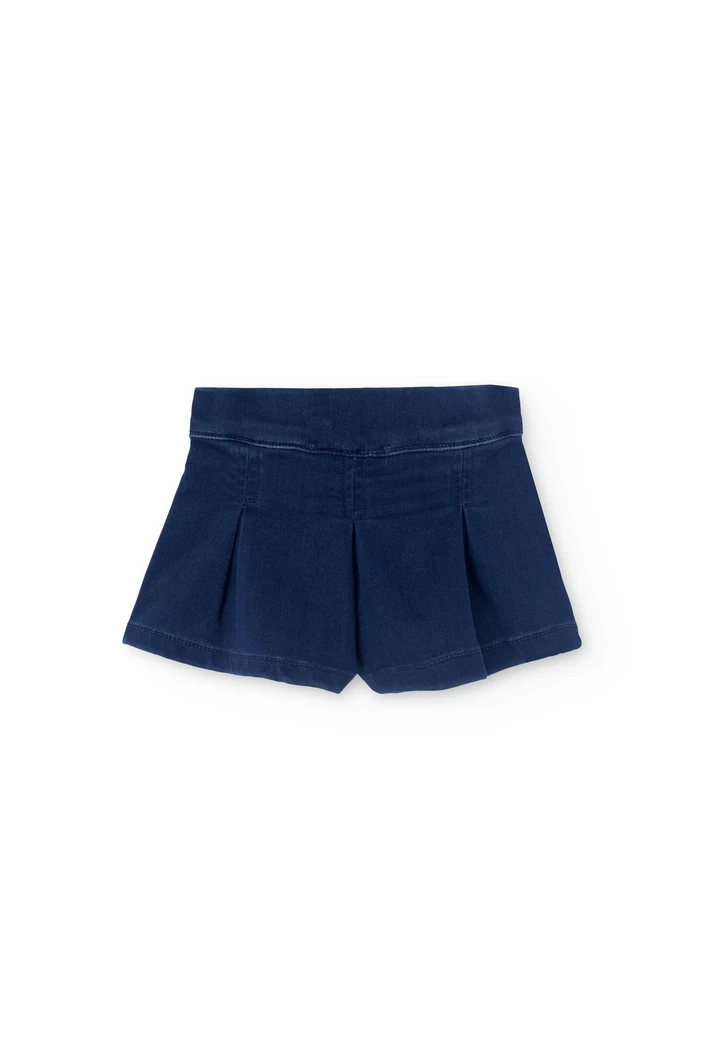 Falda short denim para bebé niña en azul