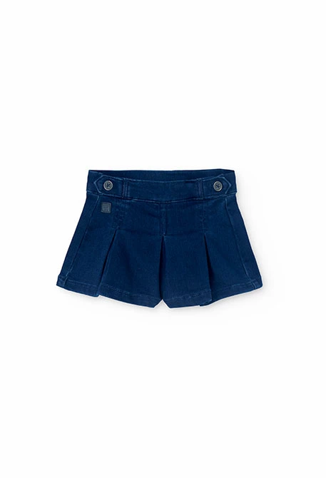 Falda short denim para bebé niña en azul