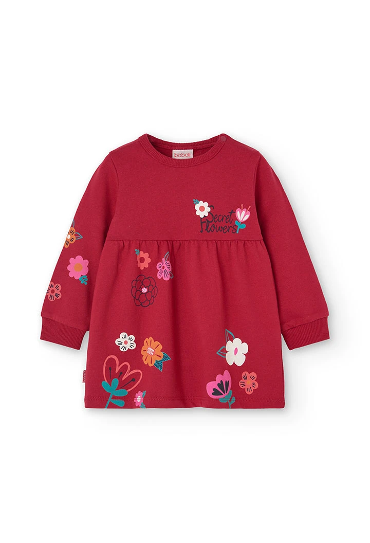 Red fleece dress for baby girl