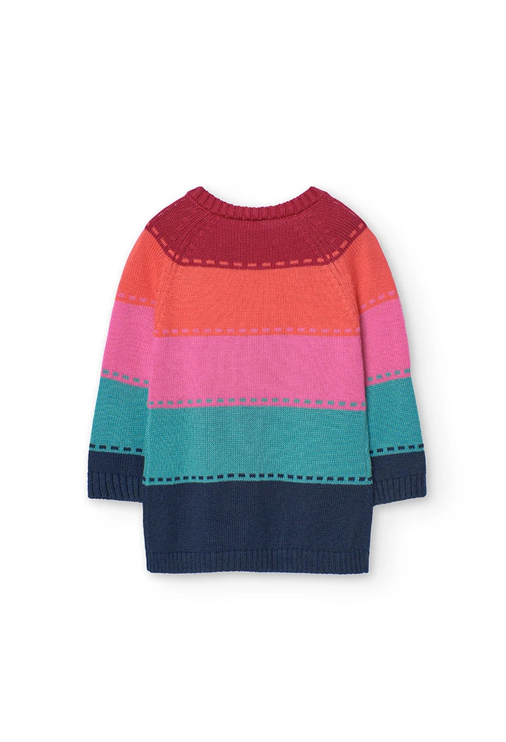 Vestido de malha para bebé menina listado em vermelho