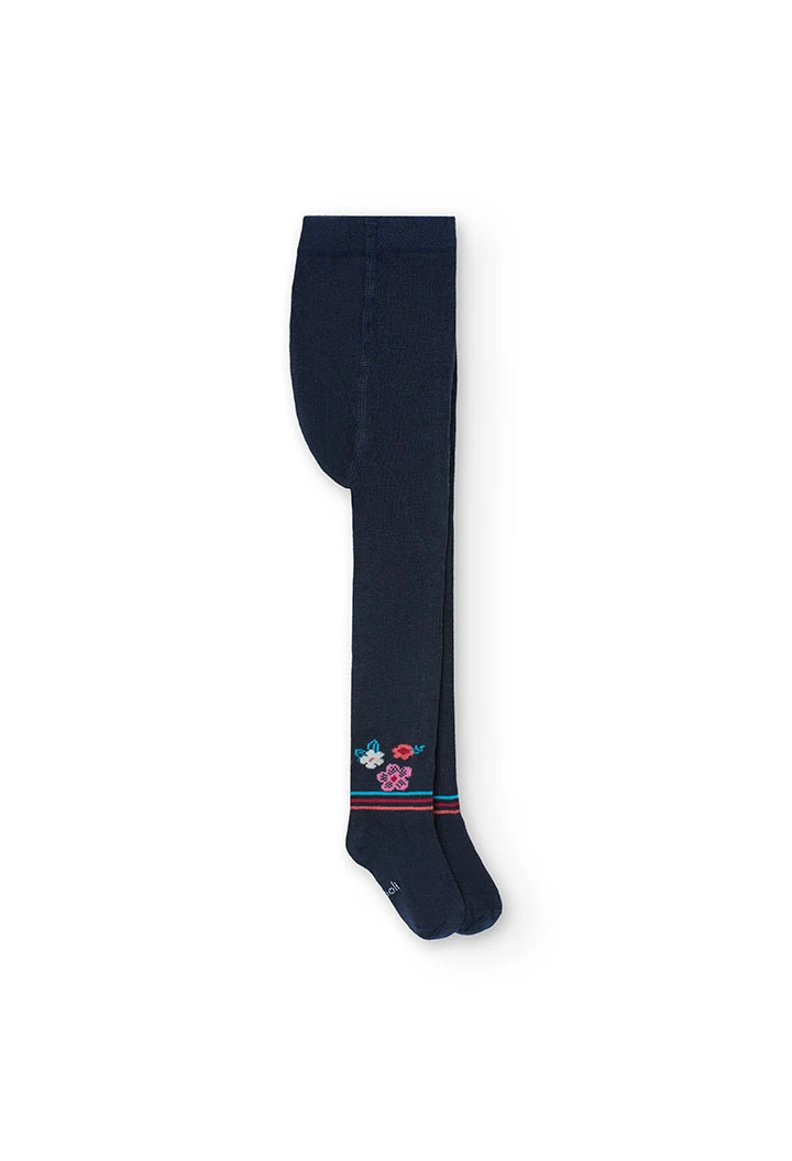 Basic navy blue tights for baby girl