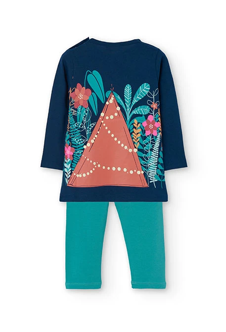 Ensemble robe et leggings pour bébé fille en bleu marine