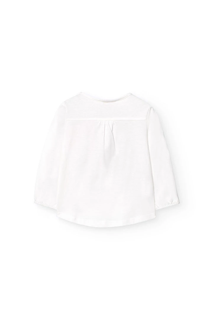 Camisola de malha para bebé menina em branco com estampado