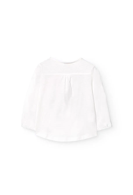 Camisola de malha para bebé menina em branco com estampado