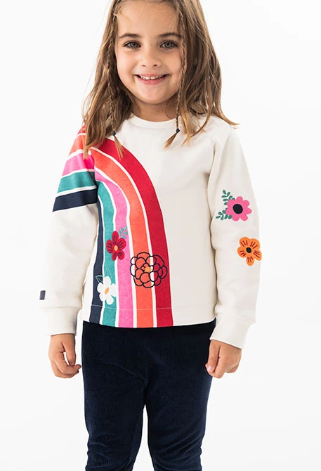 Sudadera de felpa falmé para bebé niña en blanco