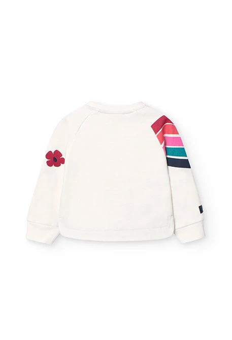 Fleece sweatshirt for baby girl in white