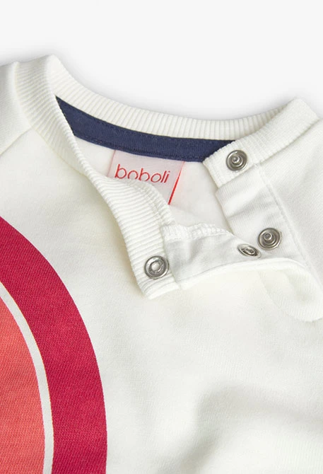 Sweat en molleton flammé pour bébé fille en blanc