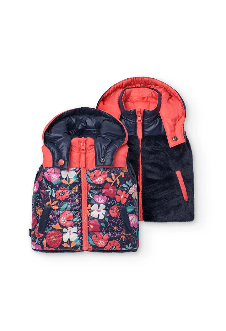 Gilet réversible pour bébé fille avec imprimé floral