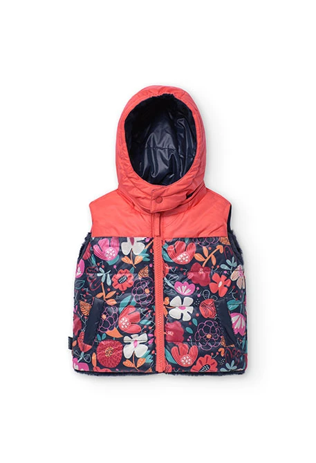 Gilet réversible pour bébé fille avec imprimé floral