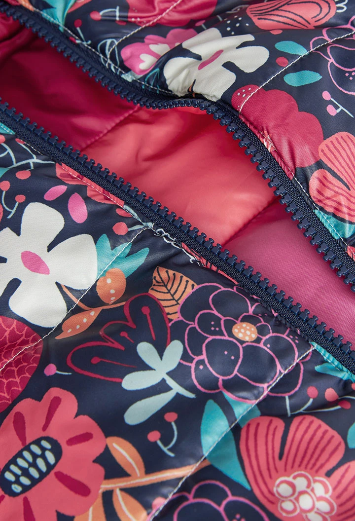 Parka réversible pour bébé fille imprimé de fleurs