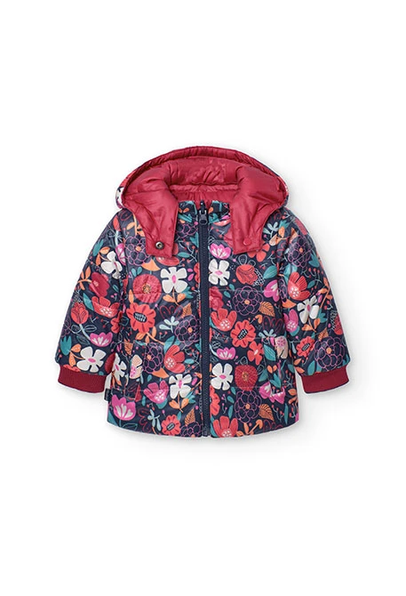 Parka réversible pour bébé fille imprimé de fleurs