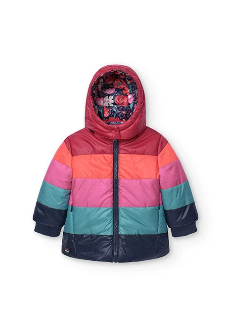 Parka réversible pour bébé fille imprimé de fleurs