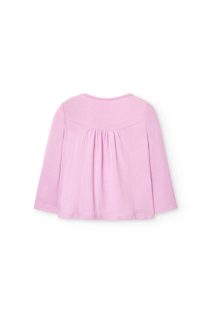 Maglietta lunga in maglia per bambina in colore rosa