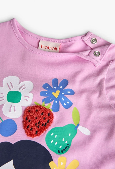 Camiseta larga de punto para bebé niña en color rosa