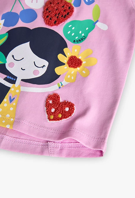 Camiseta larga de punto para bebé niña en color rosa