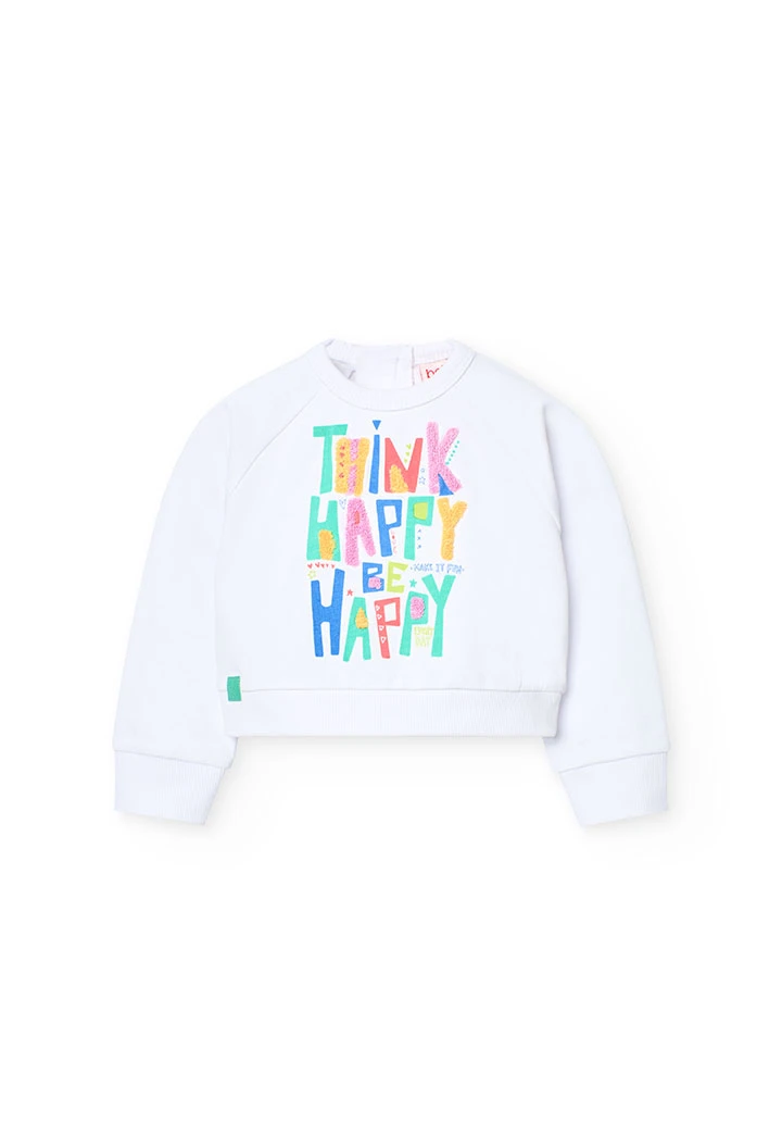 Knitted sweatshirt for baby girl in white colour