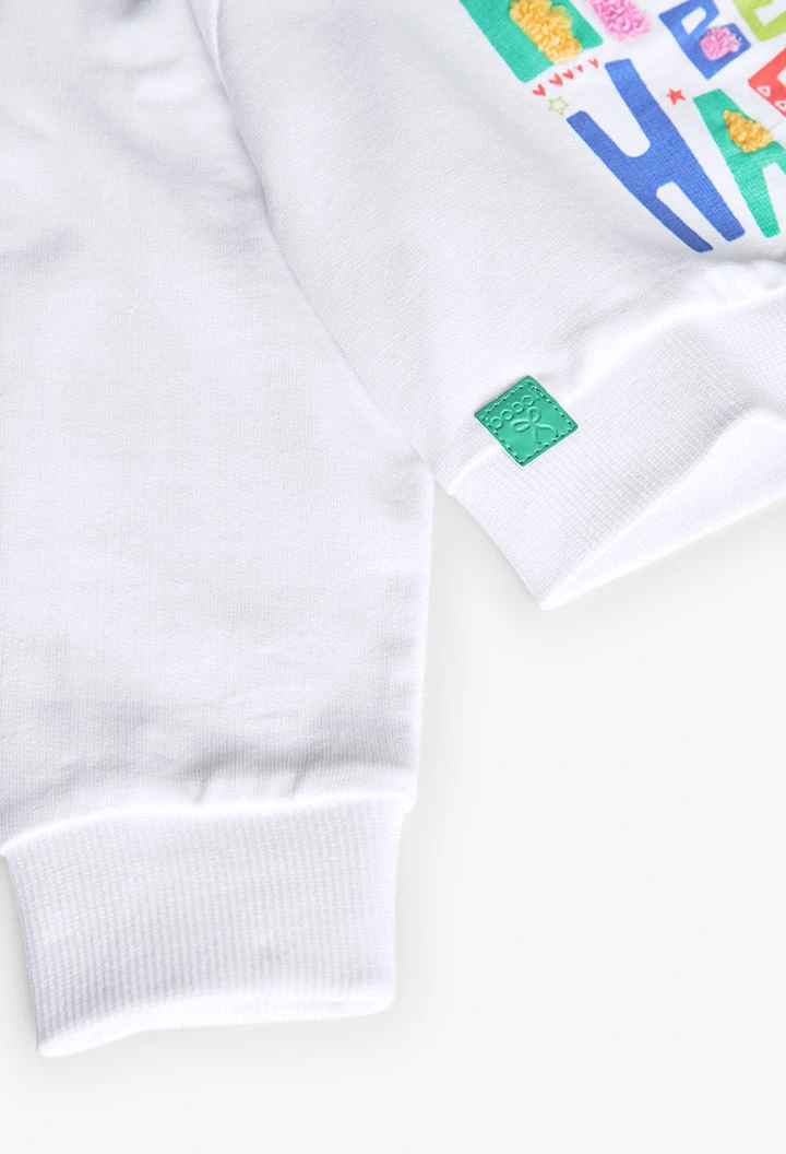 Felpa a maglia per neonata in colore bianco