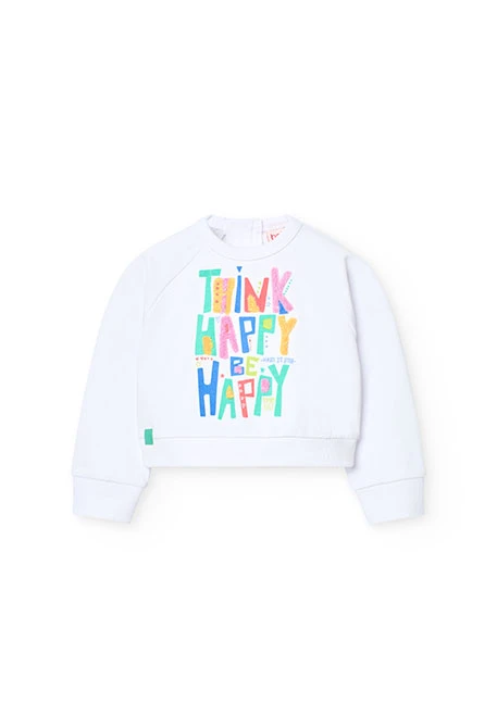Sudadera de punto para bebé niña en color blanco