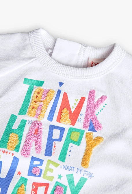 Sudadera de punto para bebé niña en color blanco