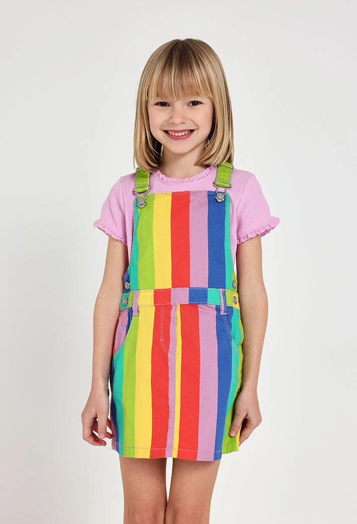 Vestito a maglia per neonata con stampa a righe in colori multicolori