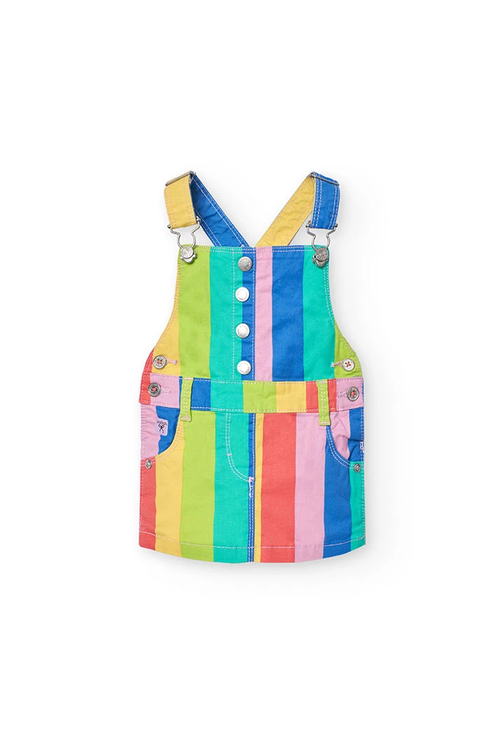 Vestito a maglia per neonata con stampa a righe in colori multicolori