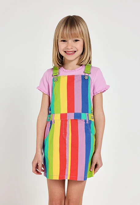 Vestido de malha para bebé menina com estampado às riscas em cor multicolor.