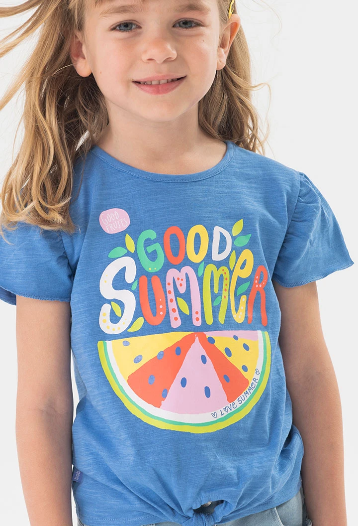 Strick-T-Shirt für Baby-Mädchen in Blau