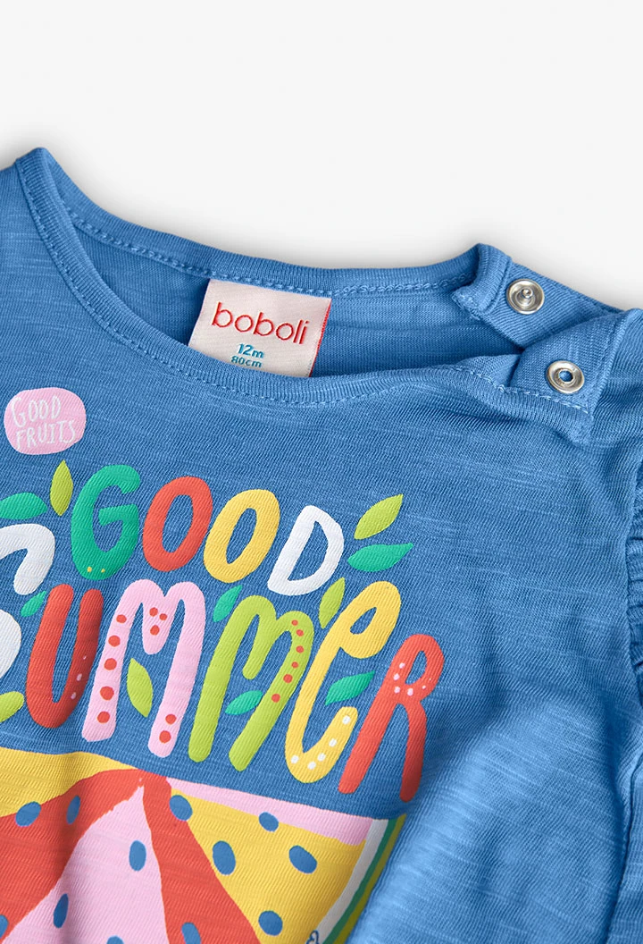 Maglietta in maglia per bambina di colore blu.