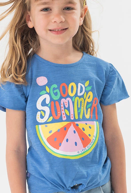 Strick-T-Shirt für Baby-Mädchen in Blau