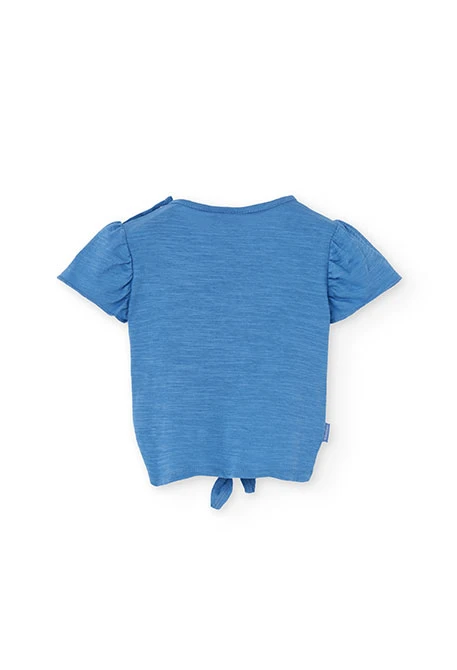 Camiseta de punto para bebé niña en color azul