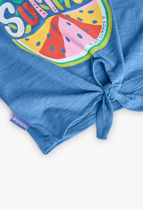 Camiseta de punto para bebé niña en color azul