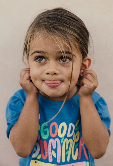 Baby girl's knitted T-shirt in blue