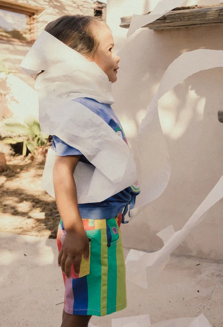 Bermuda en gabardine pour bébé fille avec imprimé coloré