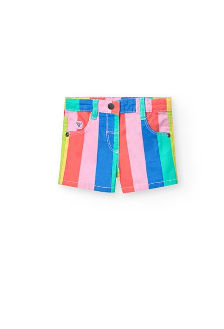 Bermudas de gabardina para bebé niña con estampado de colores