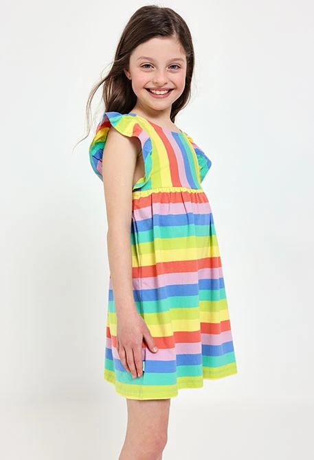 Robe en maille pour bébé fille à motif rayé multicolore