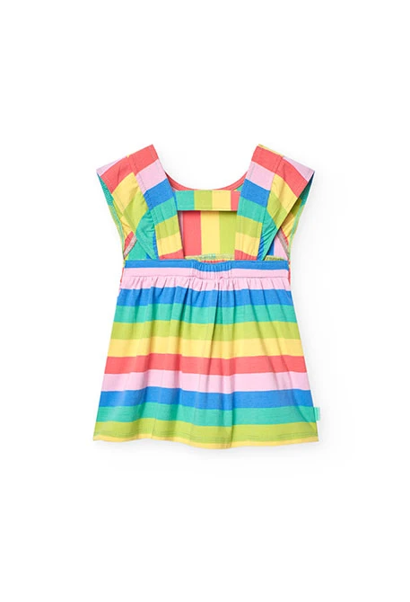 Robe en maille pour bébé fille à motif rayé multicolore