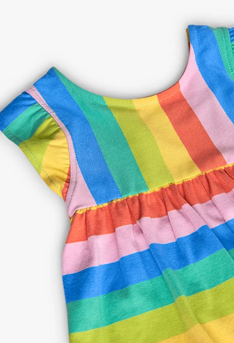 Robe en maille pour bébé fille à motif rayé multicolore