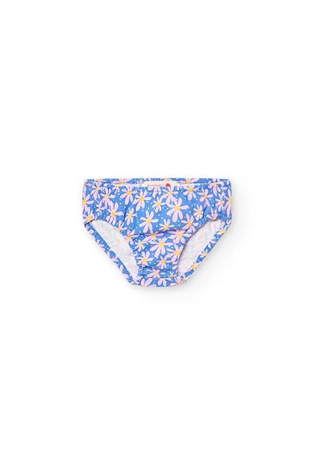 Vestido de punto para bebé niña con estampado de flores en color azul y rosa