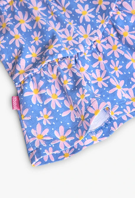 Vestido de punto para bebé niña con estampado de flores en color azul y rosa
