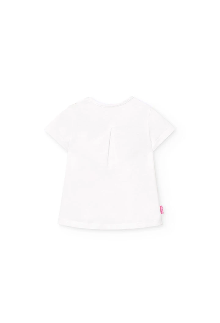 Baby girl knit top and trousers set in white.