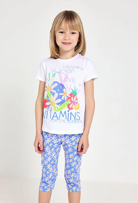 Set di maglietta e pantaloni in maglia per neonata in colore bianco