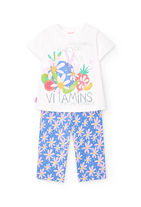Conjunto de camiseta y pantalones de punto para bebé niña en color blanco