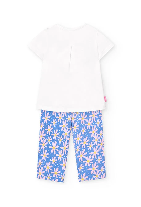 Conjunto de camiseta y pantalones de punto para bebé niña en color blanco