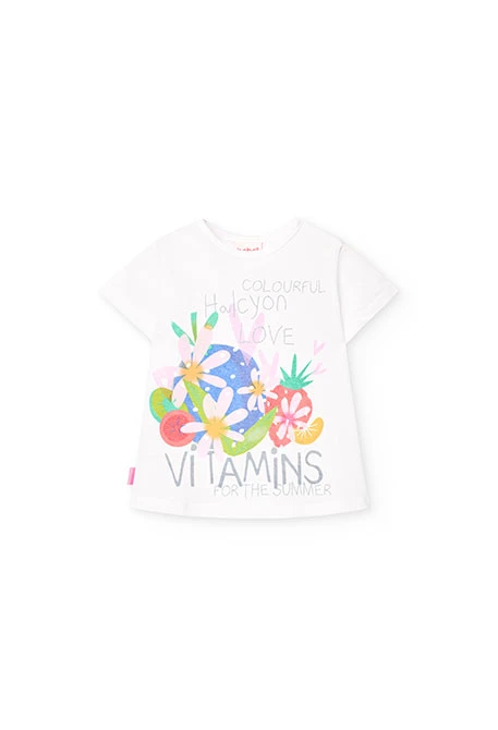 Conjunto de camiseta y pantalones de punto para bebé niña en color blanco