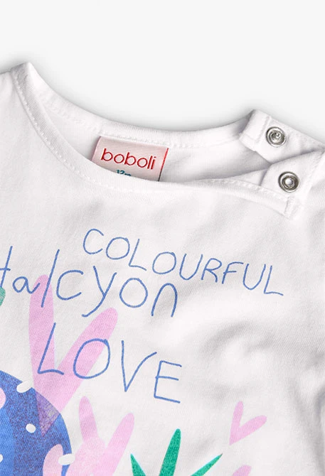 Conjunto de camiseta y pantalones de punto para bebé niña en color blanco