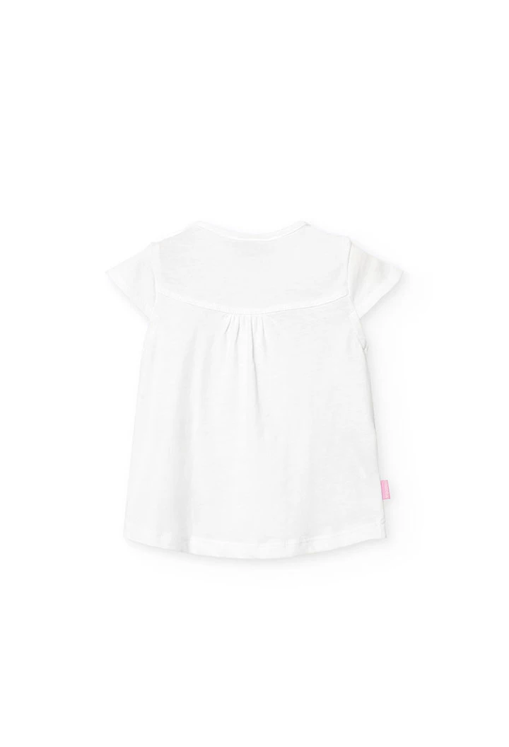 Maglietta a maglia per neonata in colore bianco con stampa di frutti