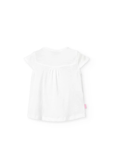 Maglietta a maglia per neonata in colore bianco con stampa di frutti