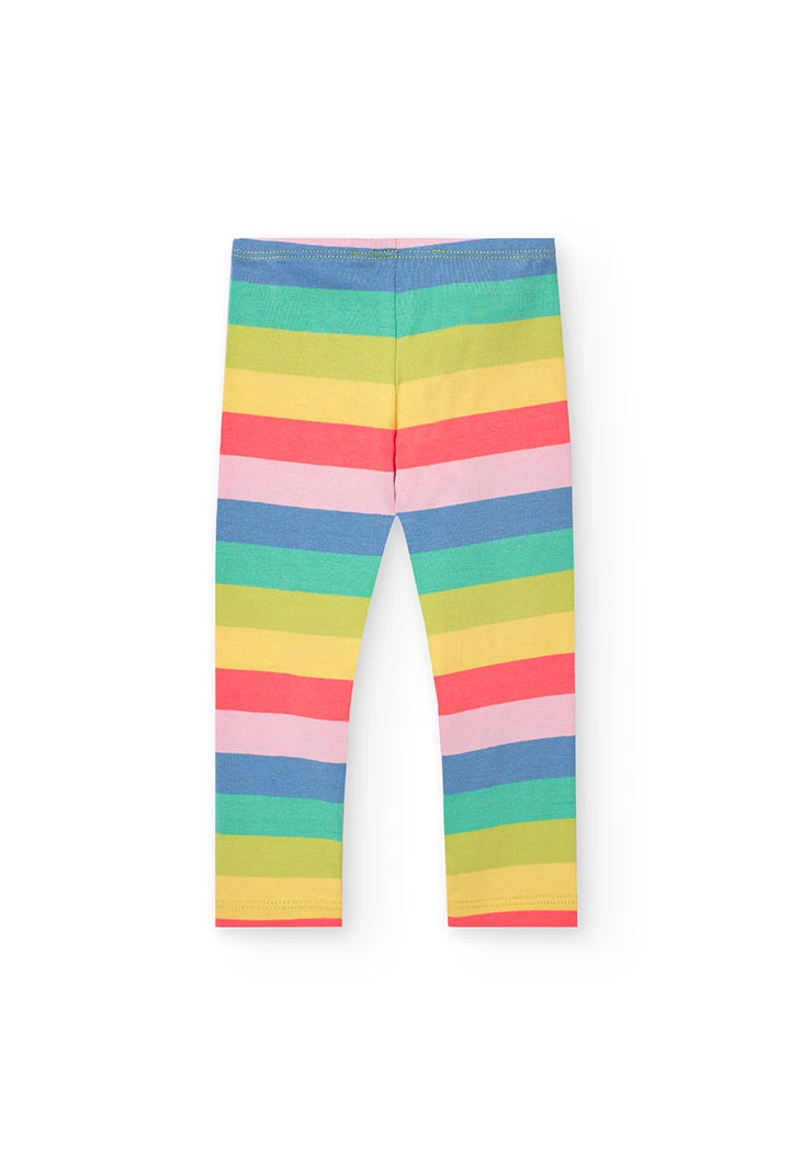 Leggings in maglia per bambina con stampa multicolore