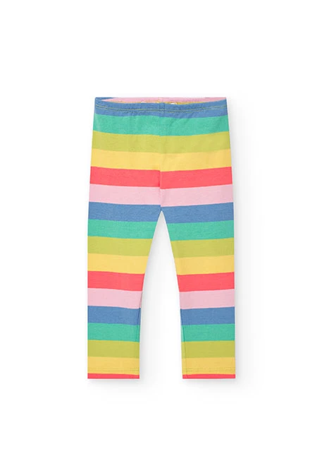 Leggings de malha para bebé menina com estampado em multicolor.