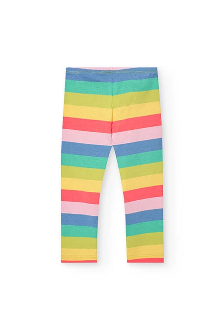 Leggings de malha para bebé menina com estampado em multicolor.